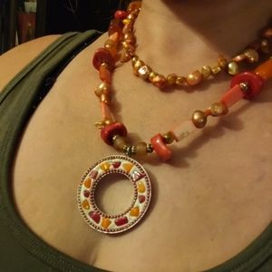 Handmade glass beaded necklace